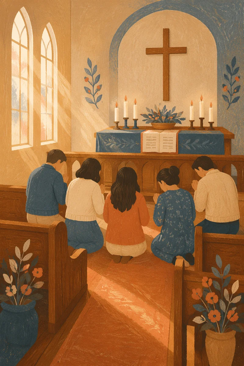 Intercessory Prayer Team Kneeling at Altar
