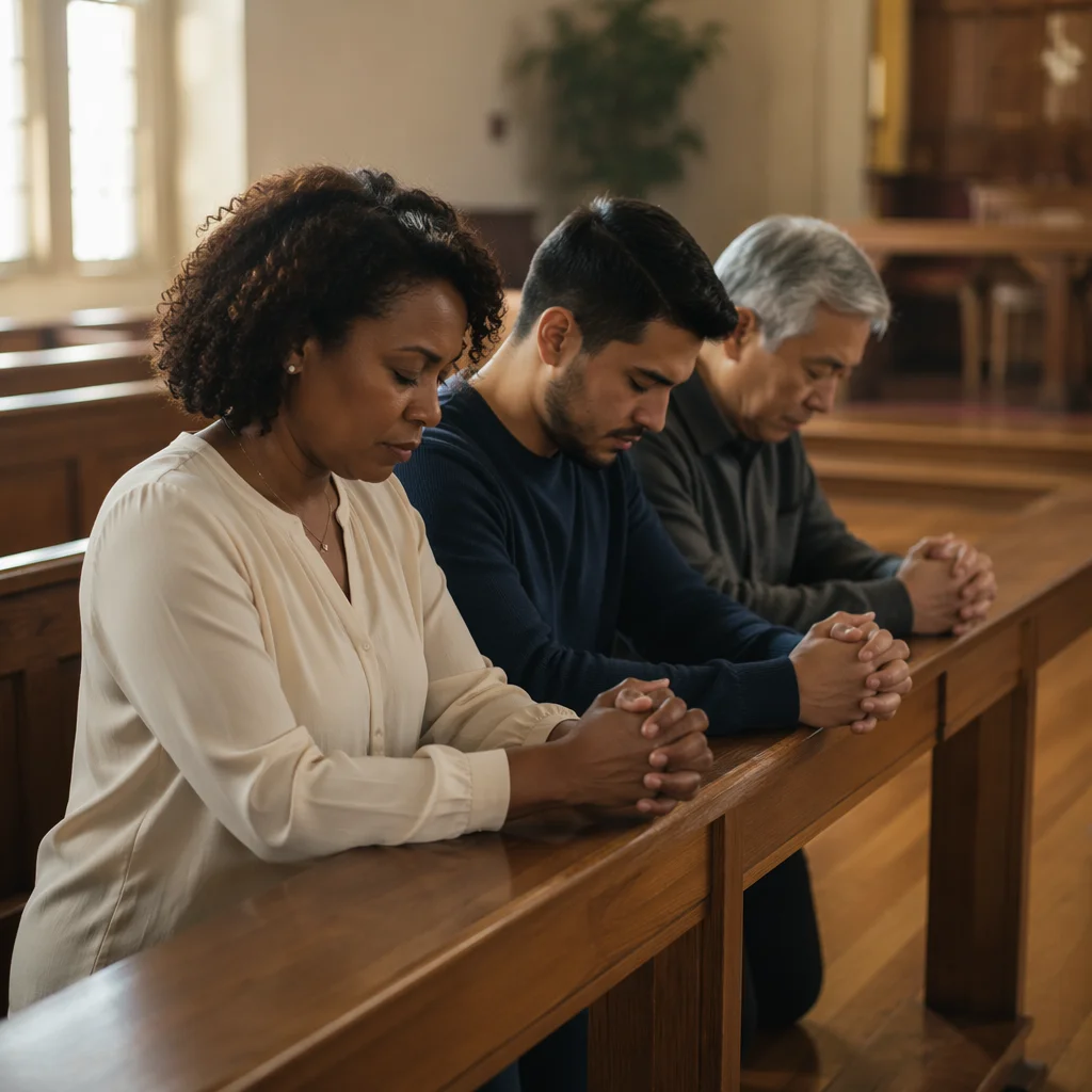 Prayer Team Kneeling at Altar Rail