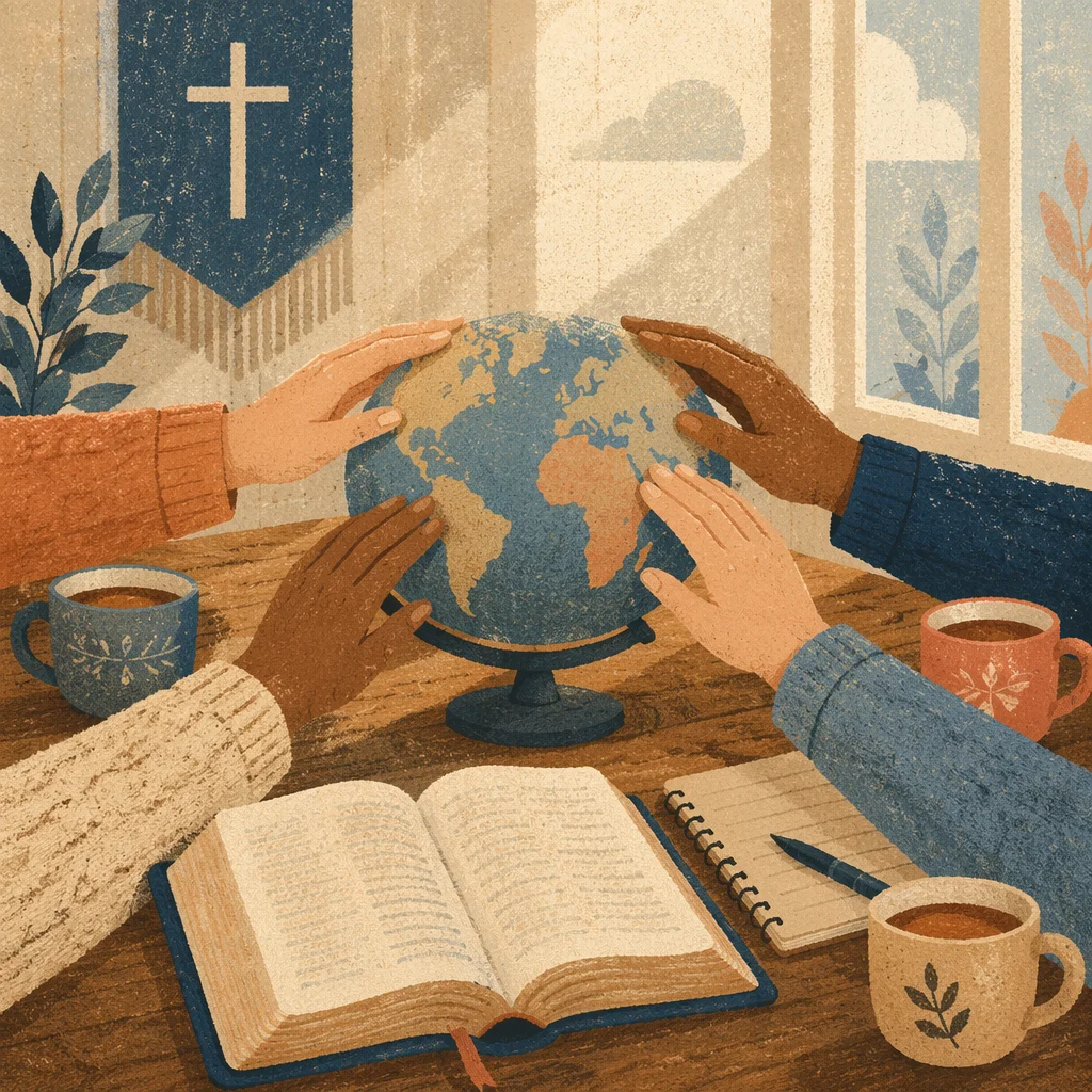 International Missions Prayer with Globe and Bible