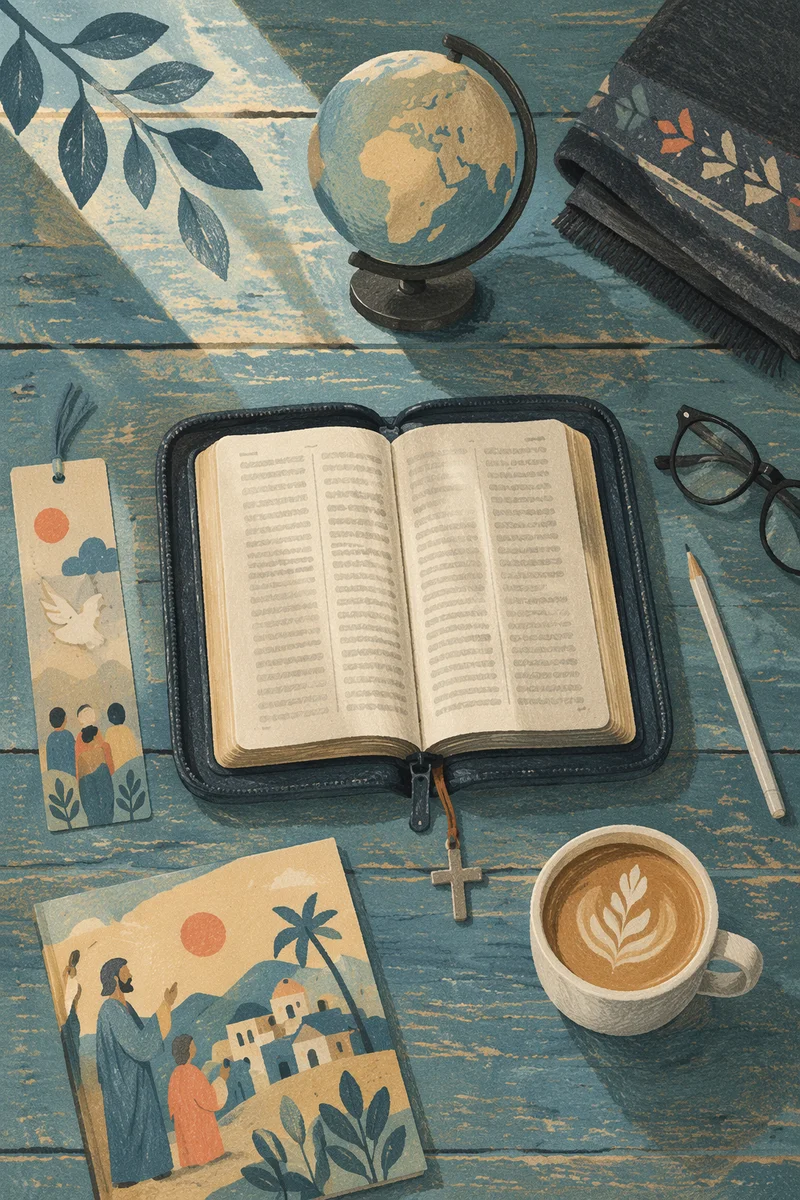 International Missions Bible Study Flat Lay