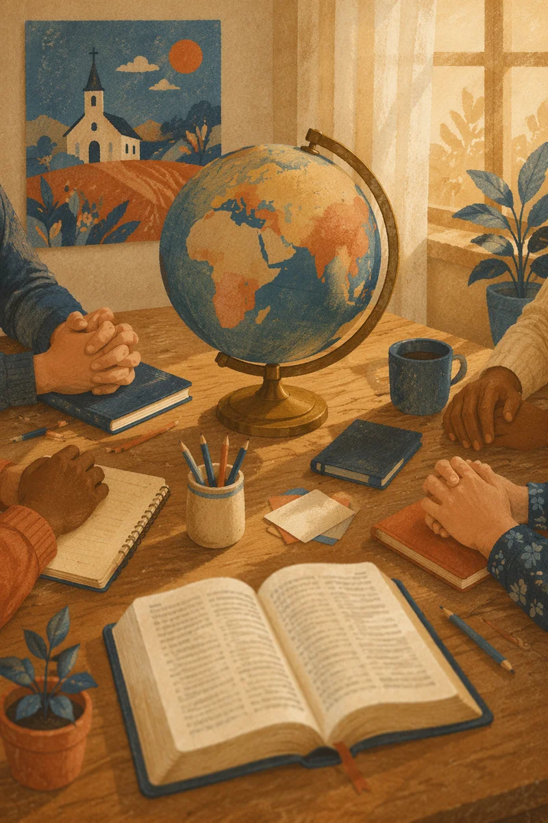 Global Missions Planning Table with Bible