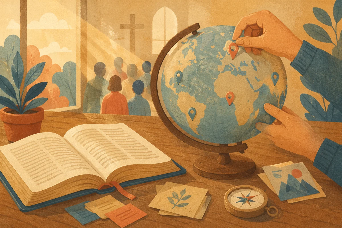 Global Missions Prayer with Bible and Globe