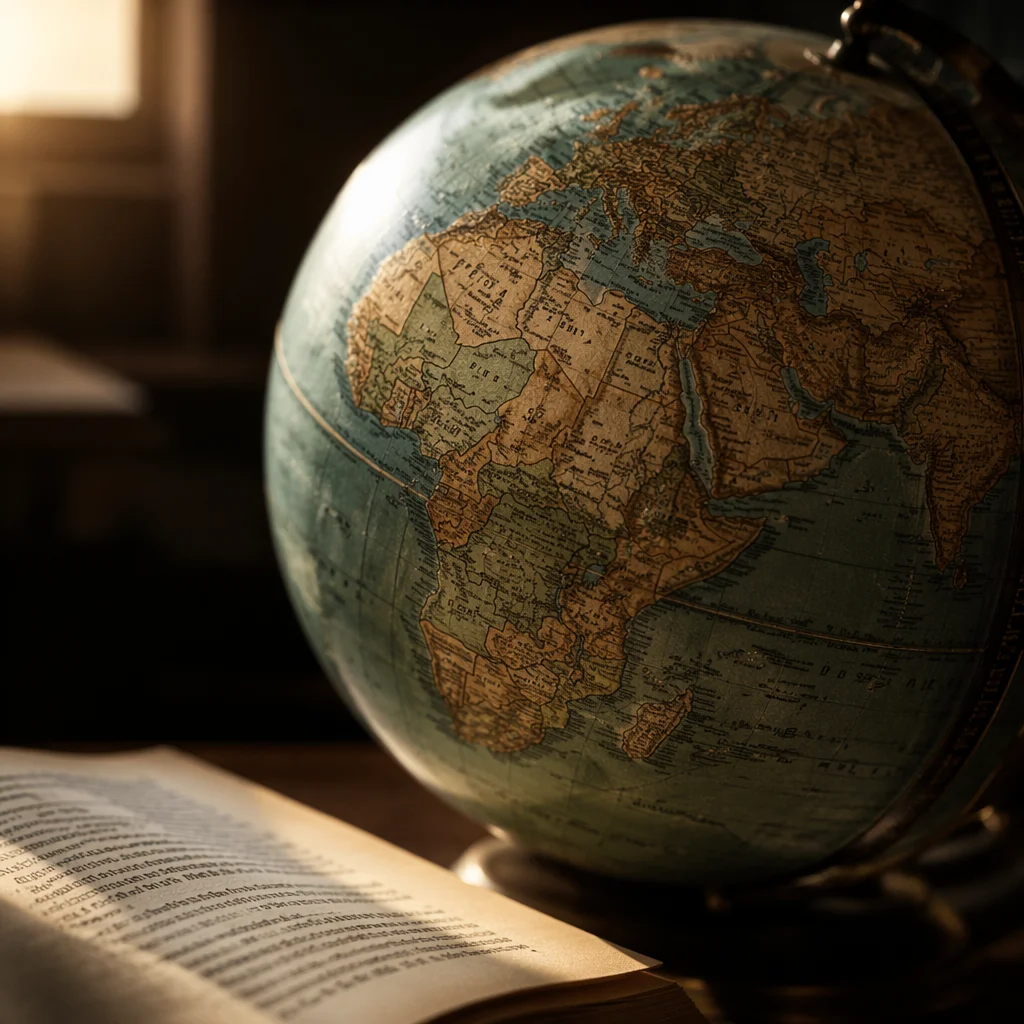 Vintage Globe Beside Bible for Missions