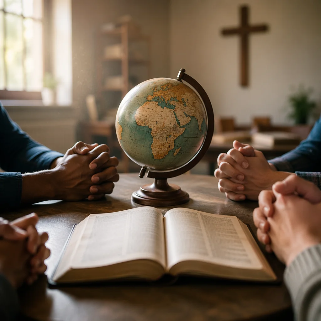 Prayer Around Globe and Open Bible