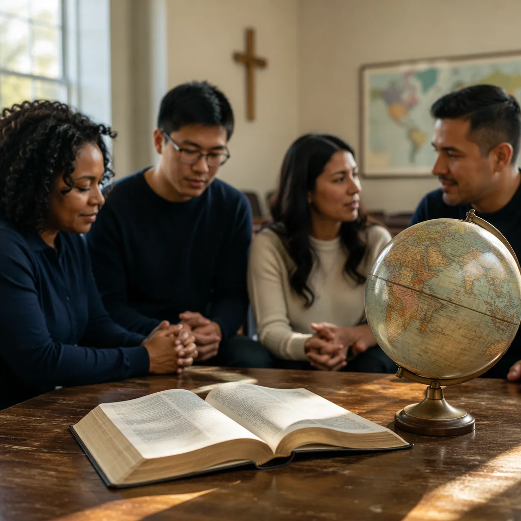 Open Bible Beside Classroom Globe