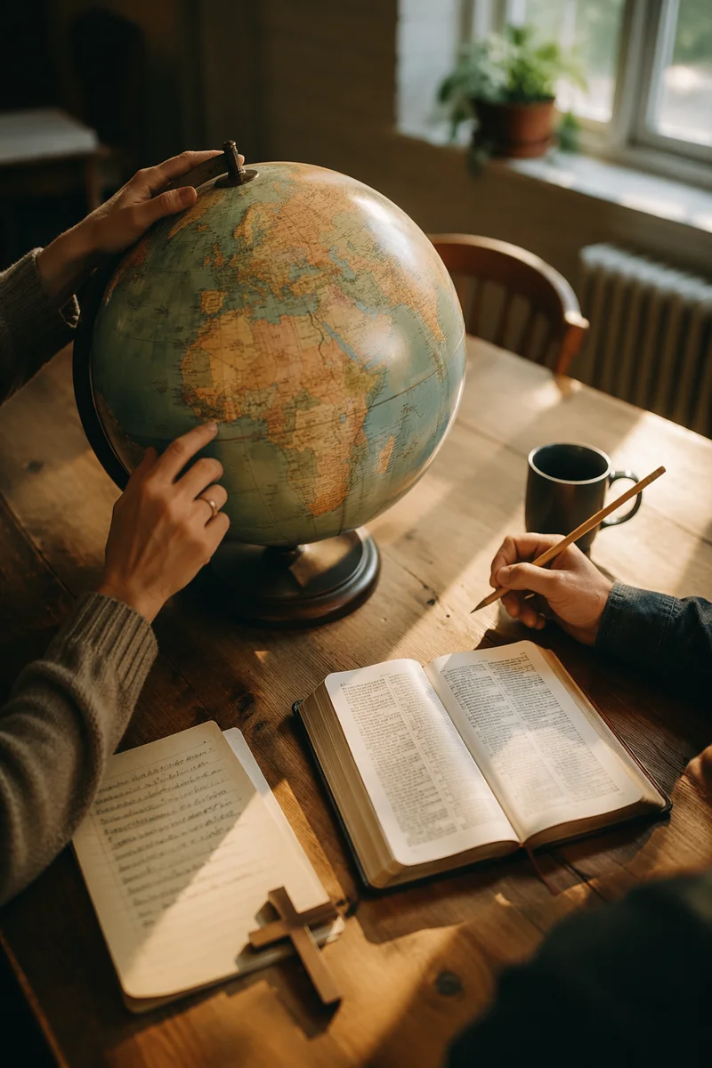Missions Planning with Globe and Bible