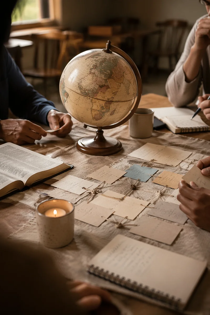 Church Missions Planning with Globe and Bible