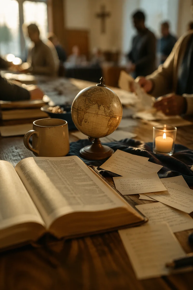 Missions Meeting Bible and Vintage Globe
