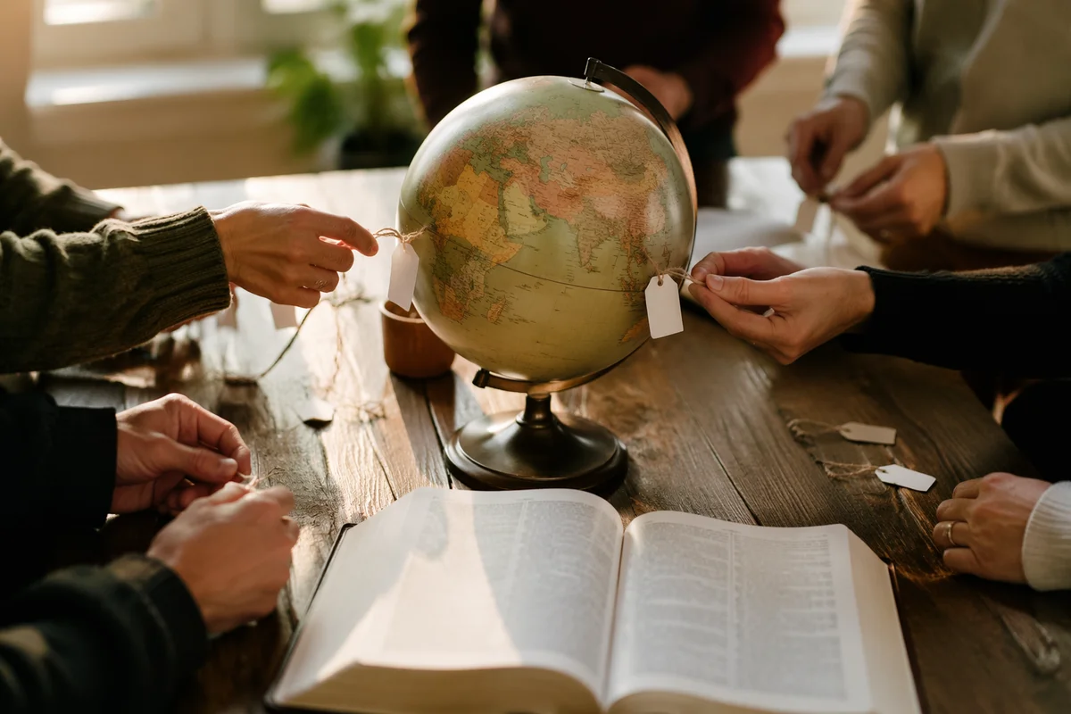 Global Missions Prayer Table with Bible