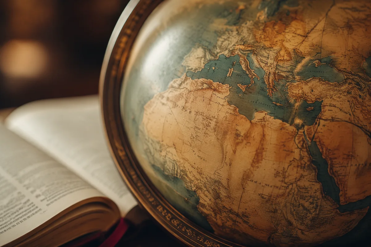 International Missions Globe Beside Open Bible