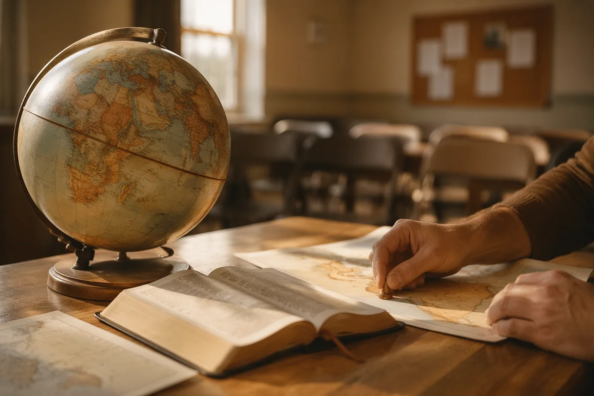 Missions Globe Beside Open Bible
