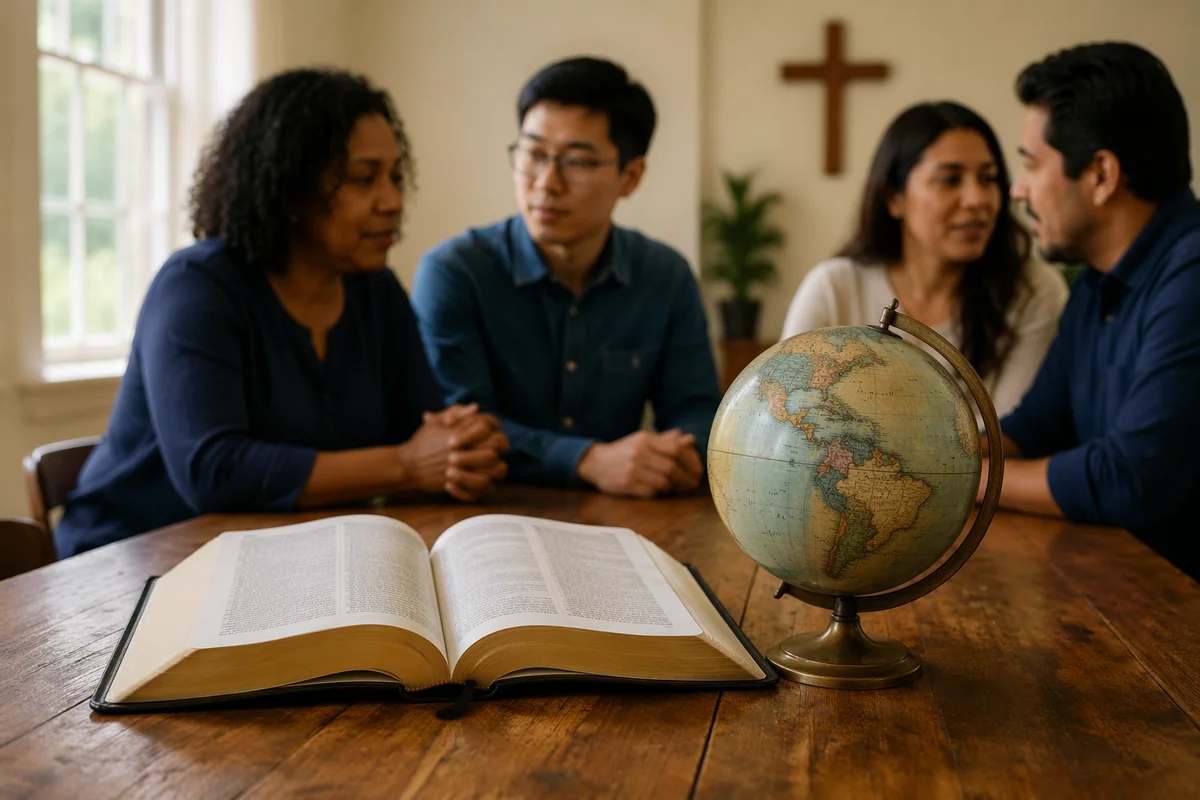 Open Bible Beside Classroom Globe
