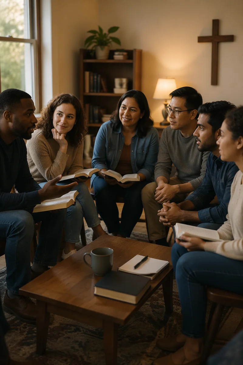Interracial Couples in Cozy Bible Study Circle