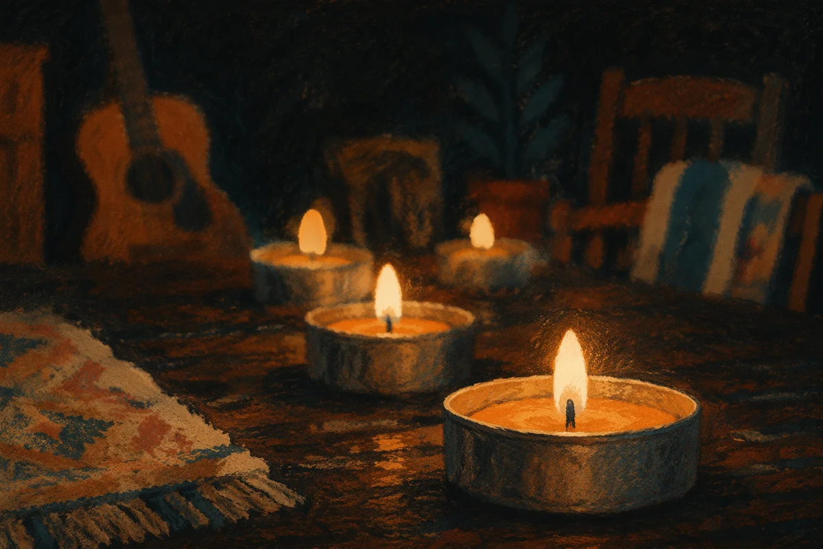 Intimate Worship Candles and Acoustic Guitar