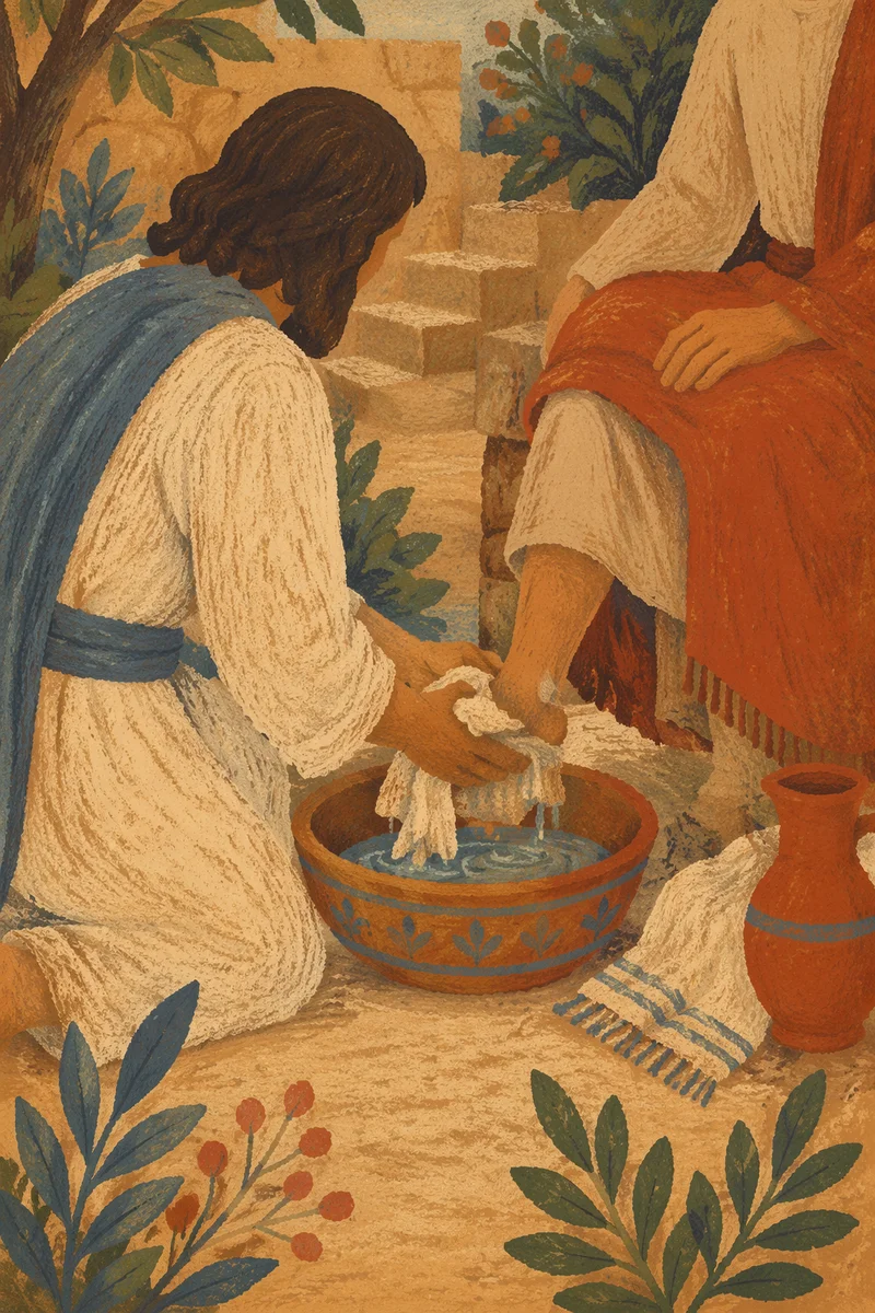 Jesus Washing Disciples Feet in Humility