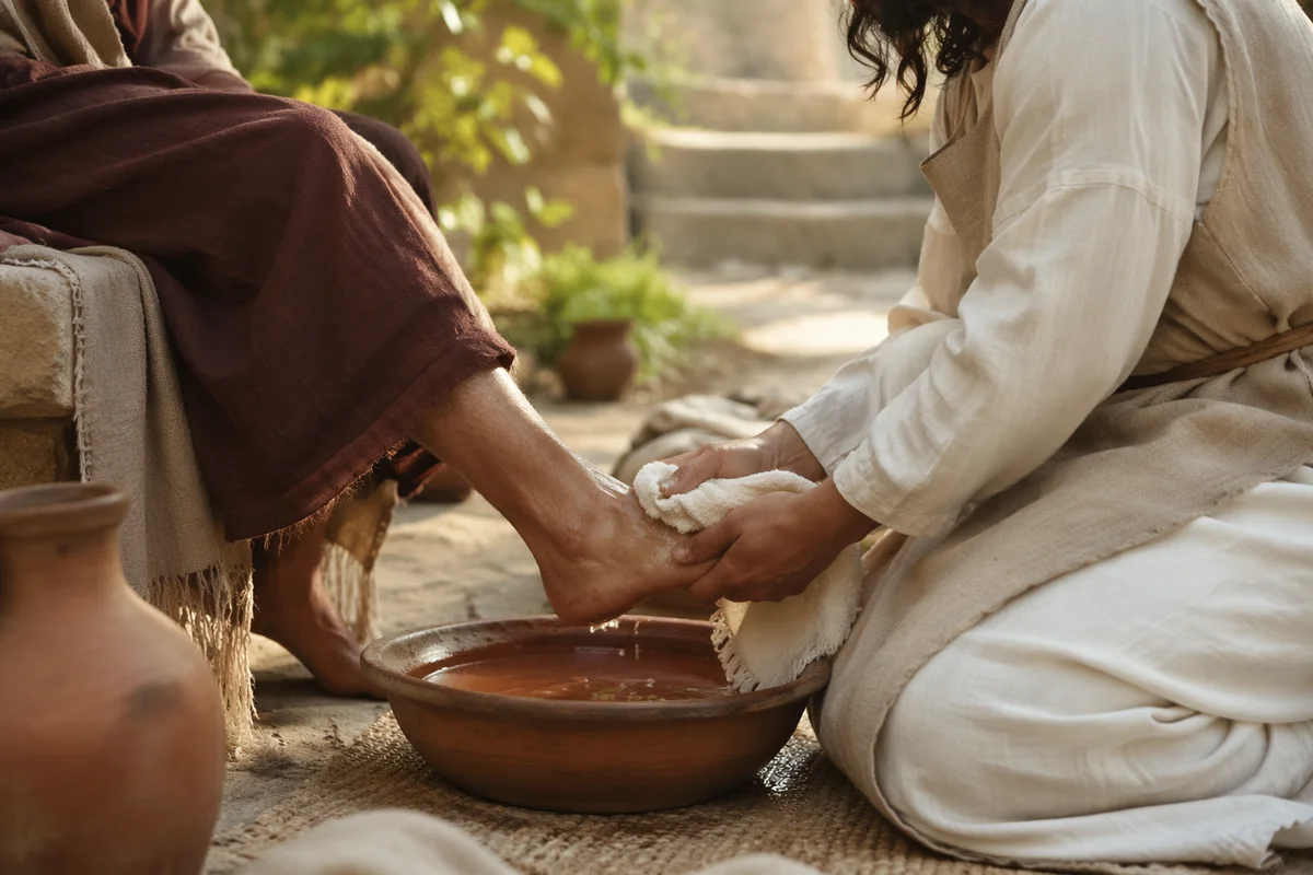 Jesus Washing Disciples Feet in Humility