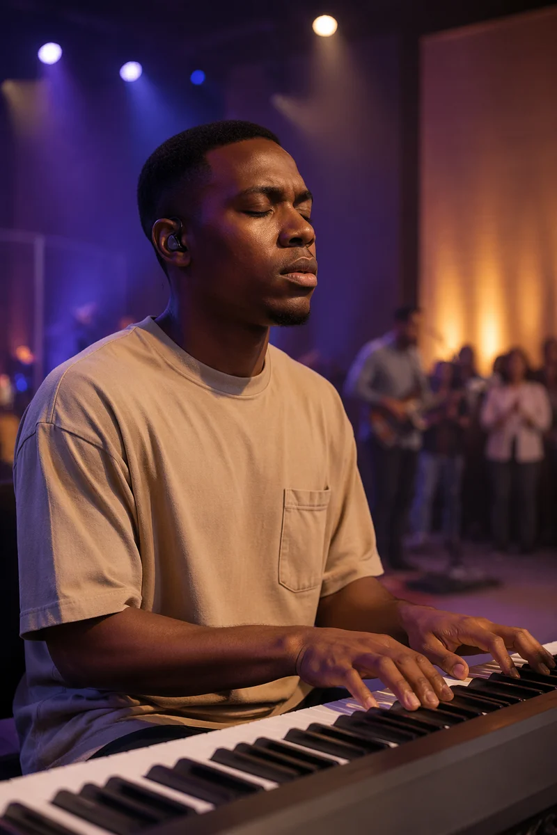 Keyboard Player on Church Stage