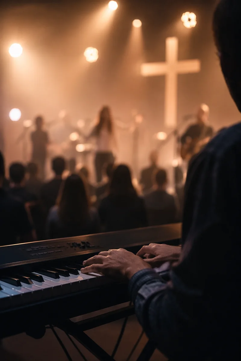Keyboard Player Leading Contemporary Church Worship
