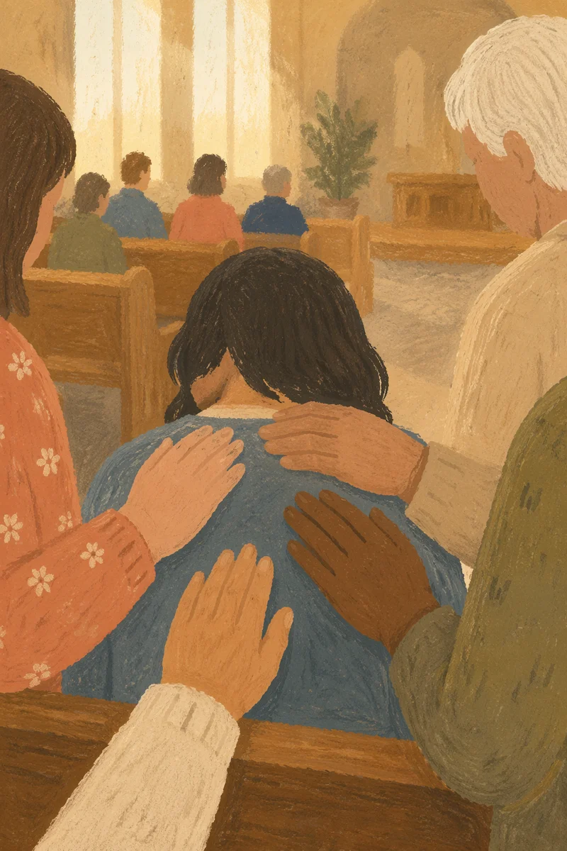 Laying Hands Prayer in Warm Sanctuary