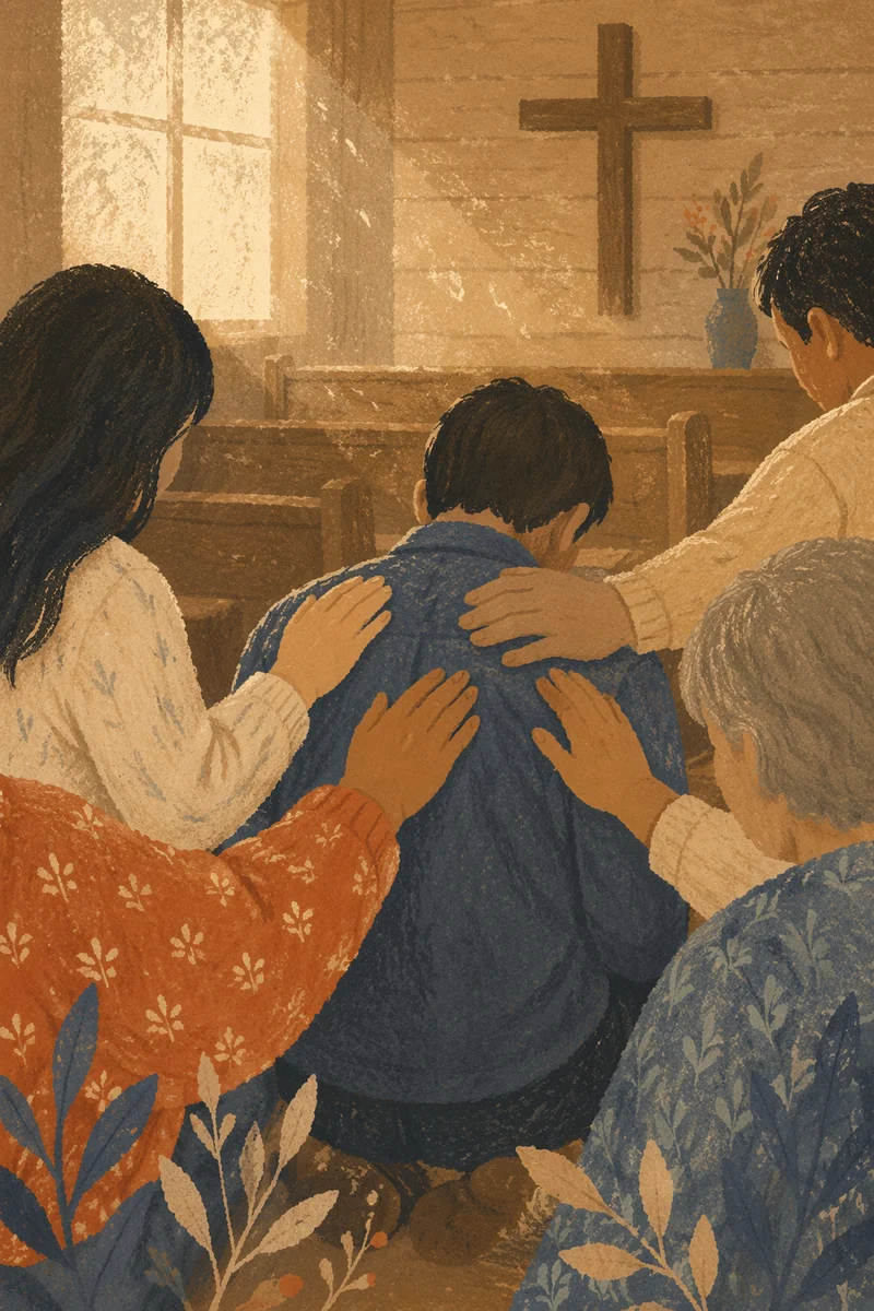 Tender Laying Hands Prayer in Chapel