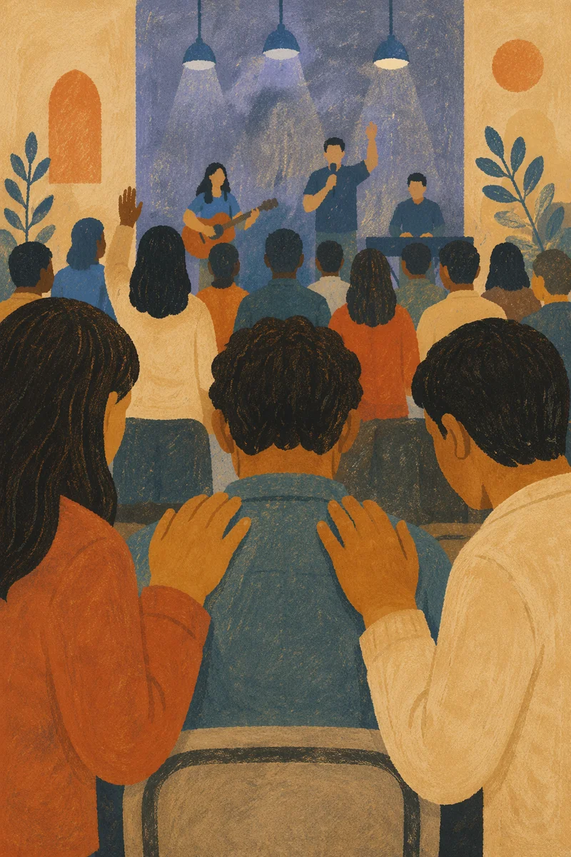 Laying Hands Prayer Ministry in Church Gathering