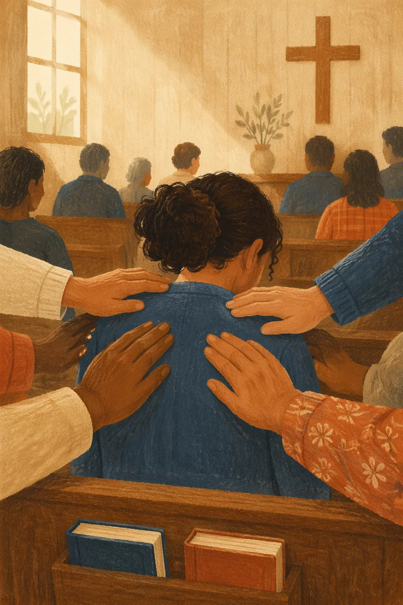 Tender Laying Hands Prayer in Chapel
