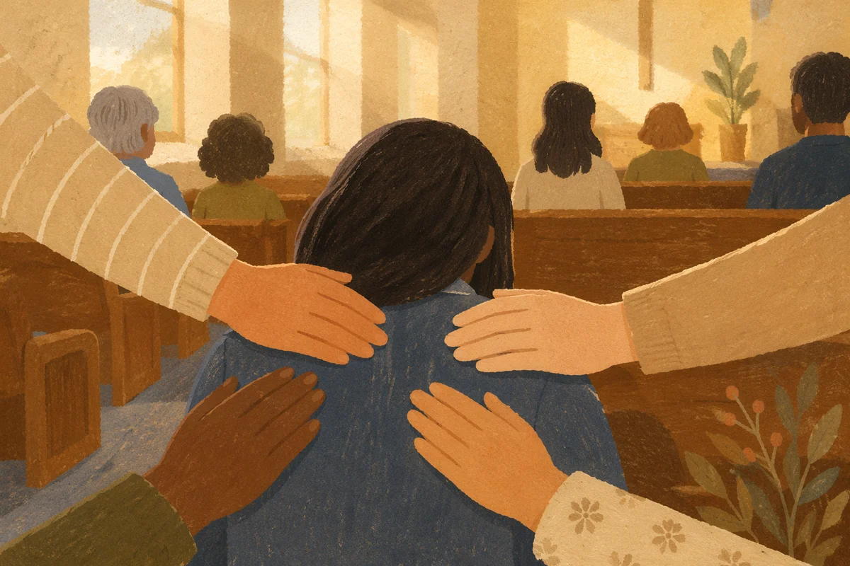 Gentle Laying Hands Prayer in Church