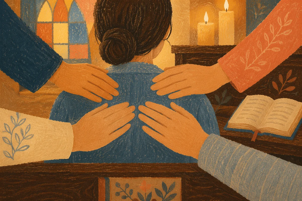 Laying Hands Prayer in Warm Church