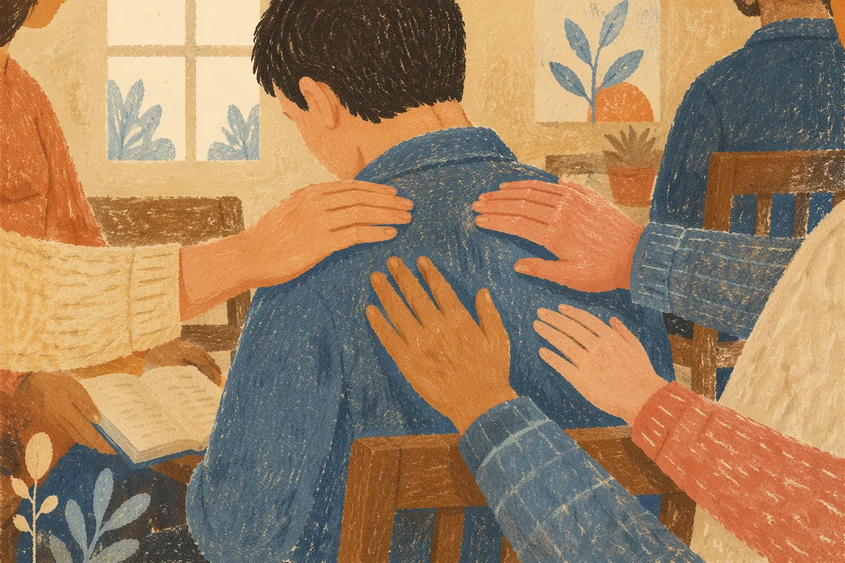 Gentle Laying Hands Prayer in Church