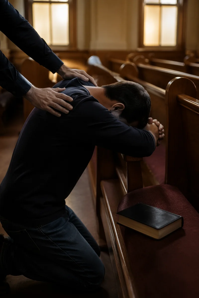 Laying Hands Prayer in Quiet Sanctuary