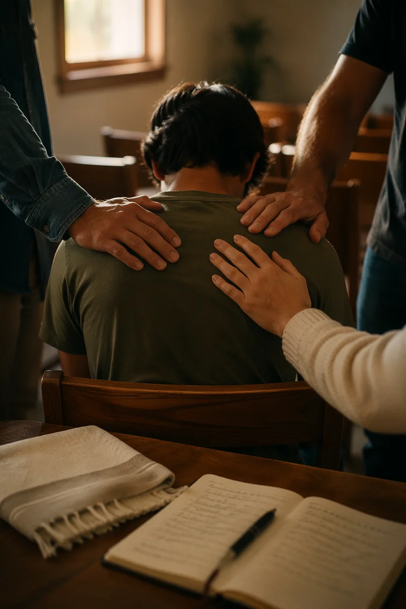 Laying Hands Prayer Ministry in Fellowship Room