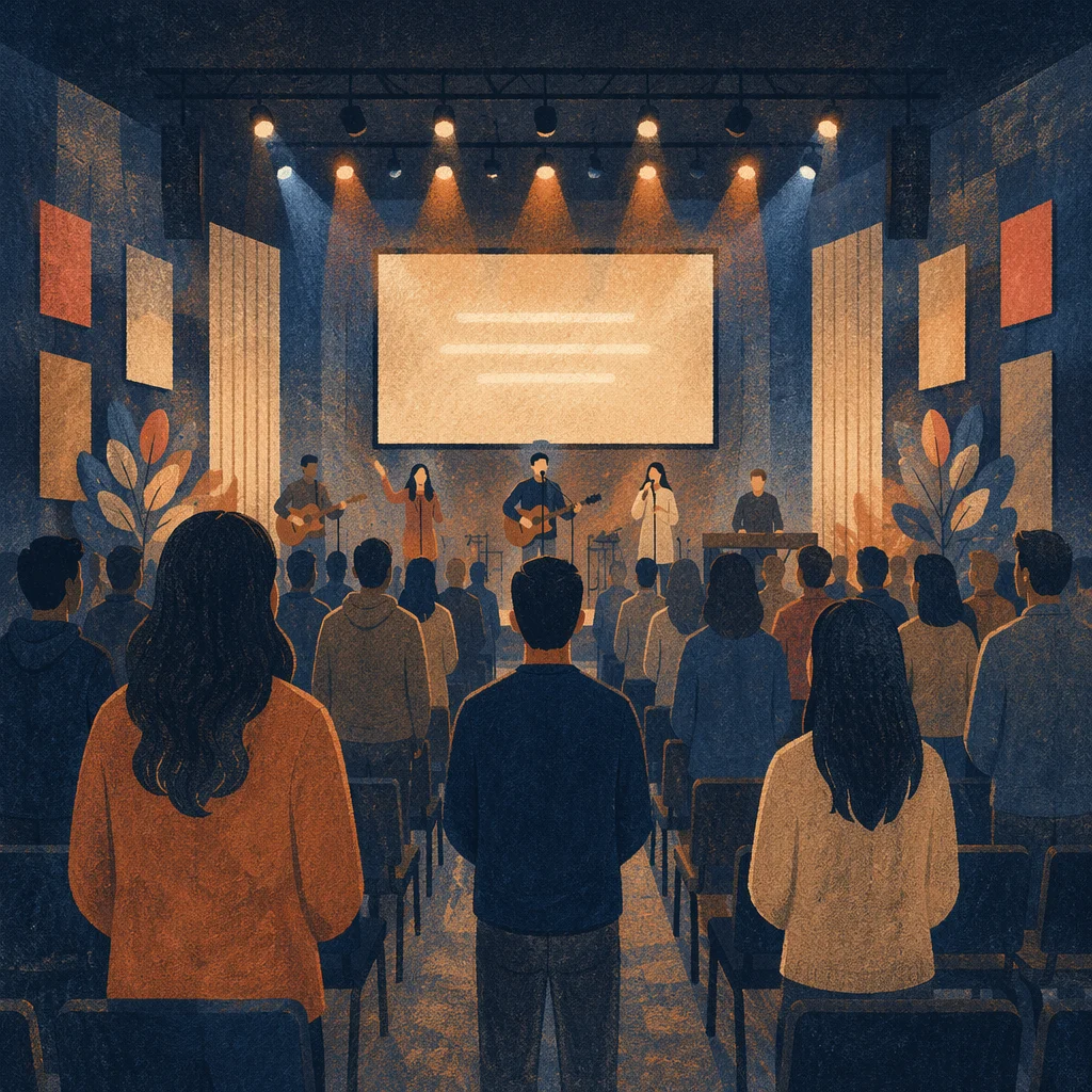 Modern Church Worship Screen in Evening Service