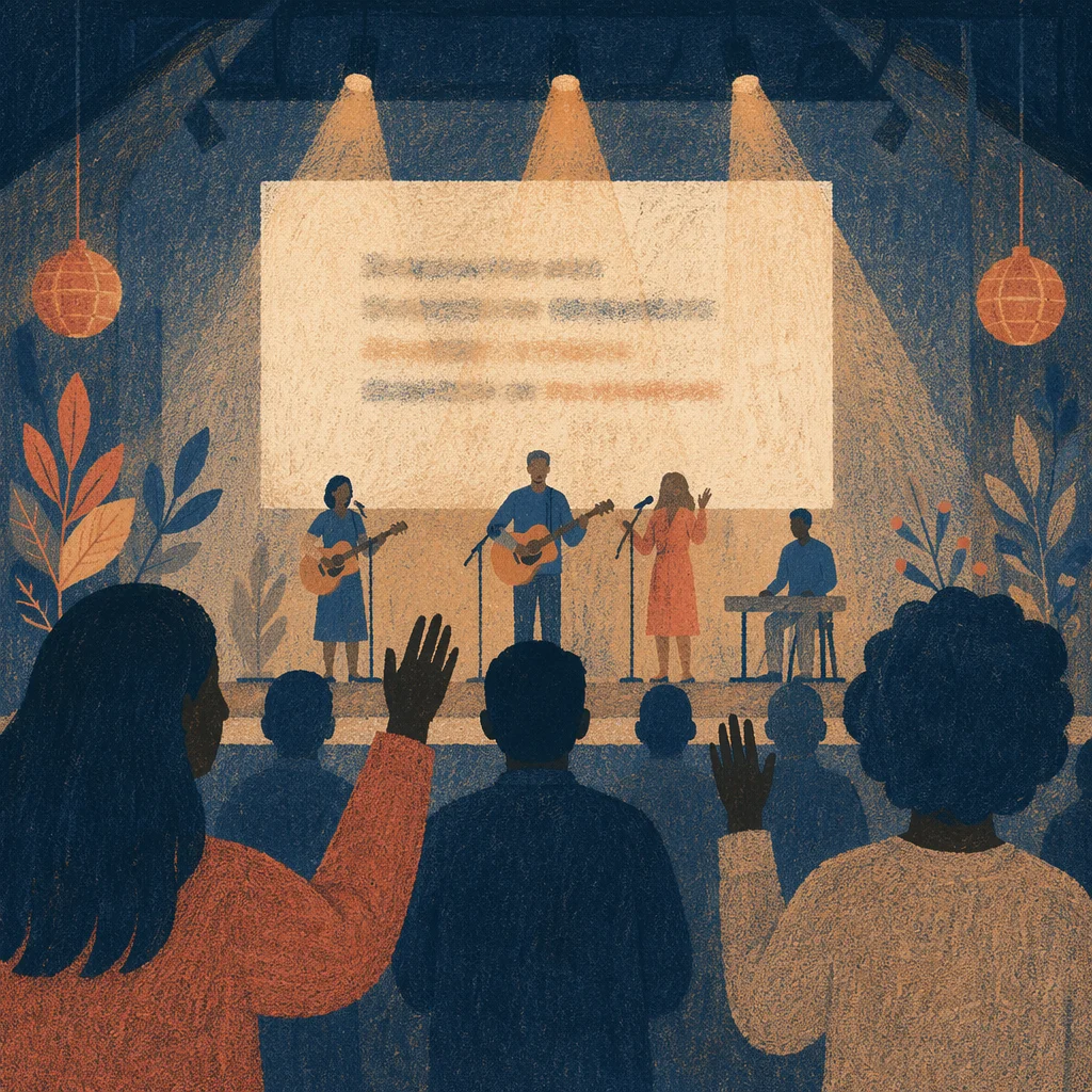 Modern Church Worship Lyrics Screen Scene