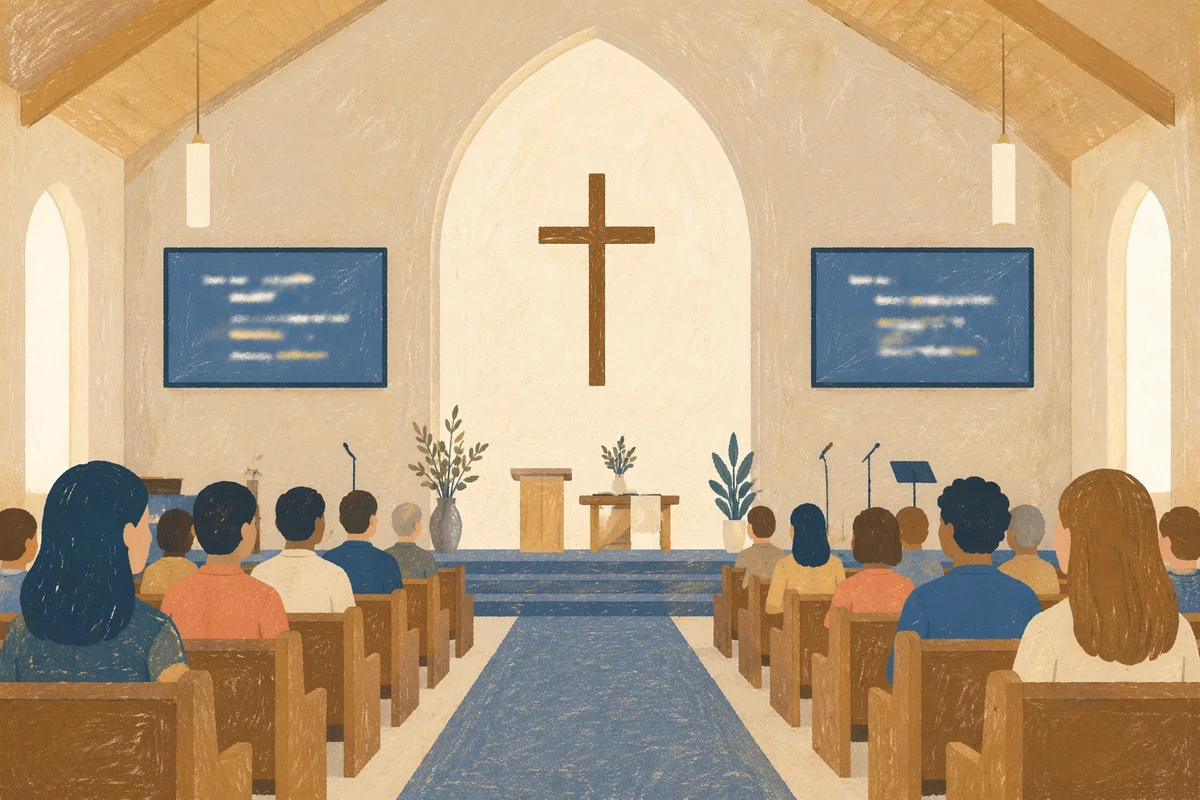 Modern Church Sanctuary with Worship Screens