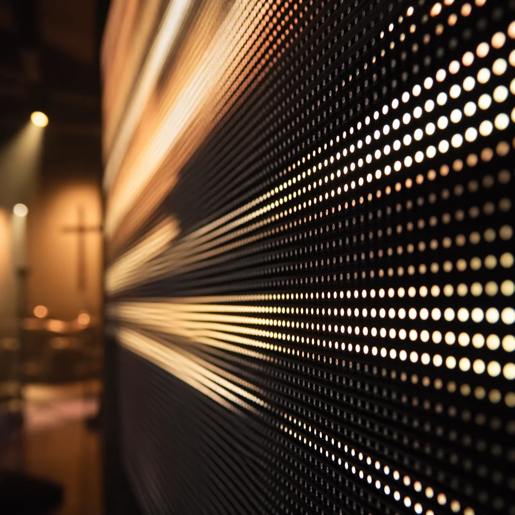 Modern Church LED Worship Screen Closeup