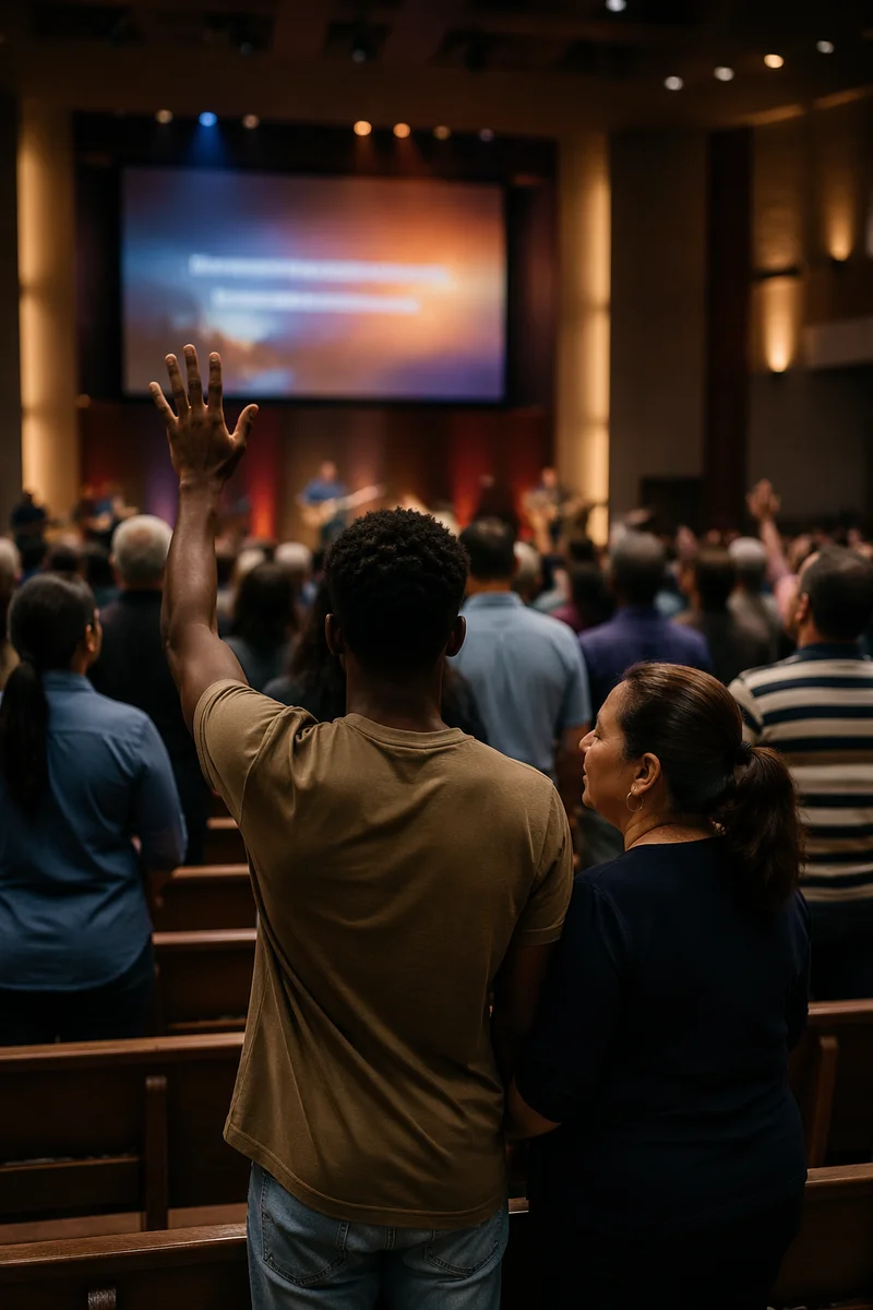 Modern Church Worship Gathering with LED Screen