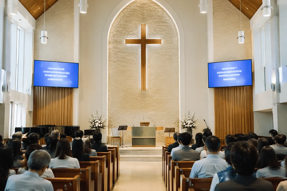 Modern Church Sanctuary with Worship Screens