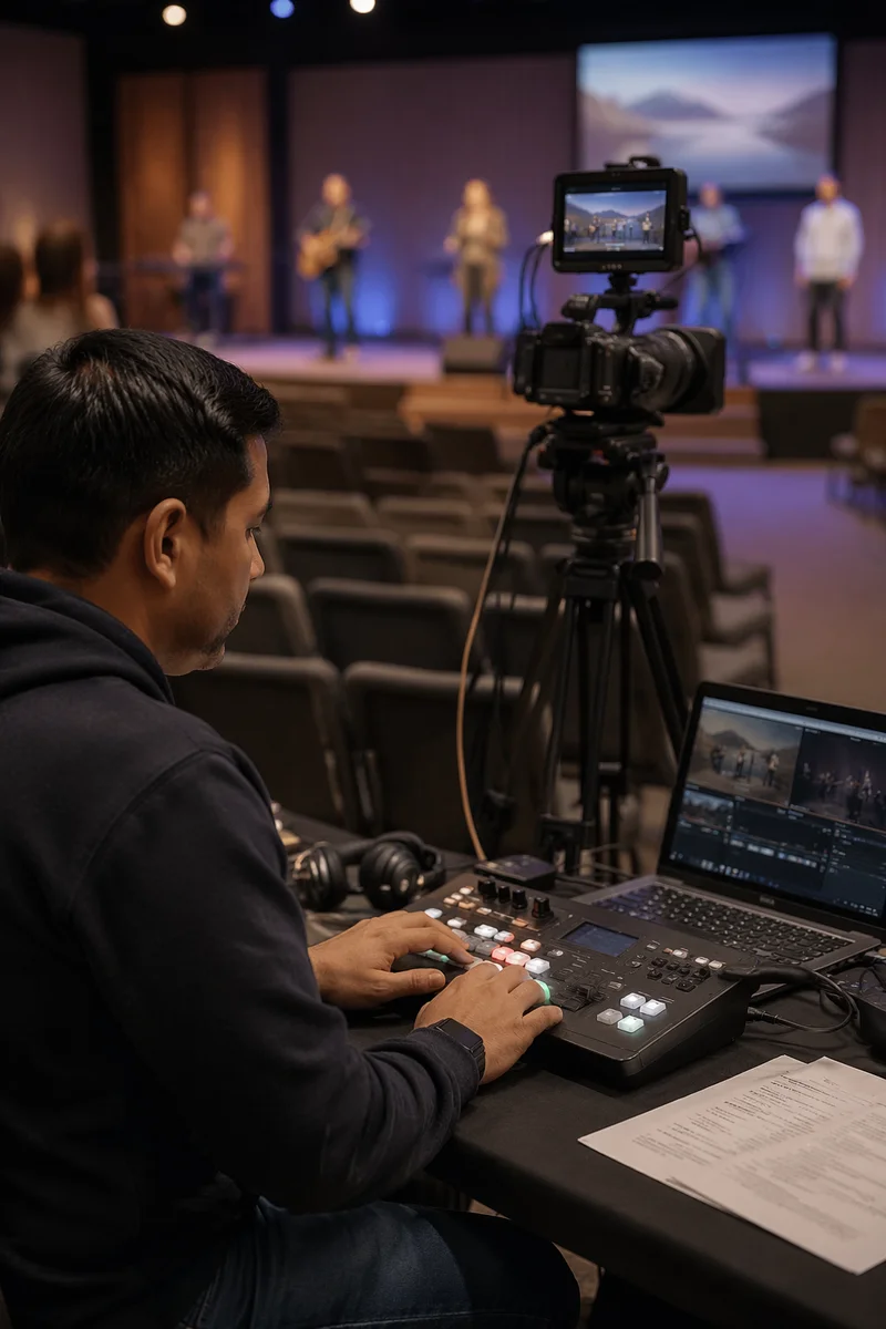 Church Livestream Camera Setup During Service