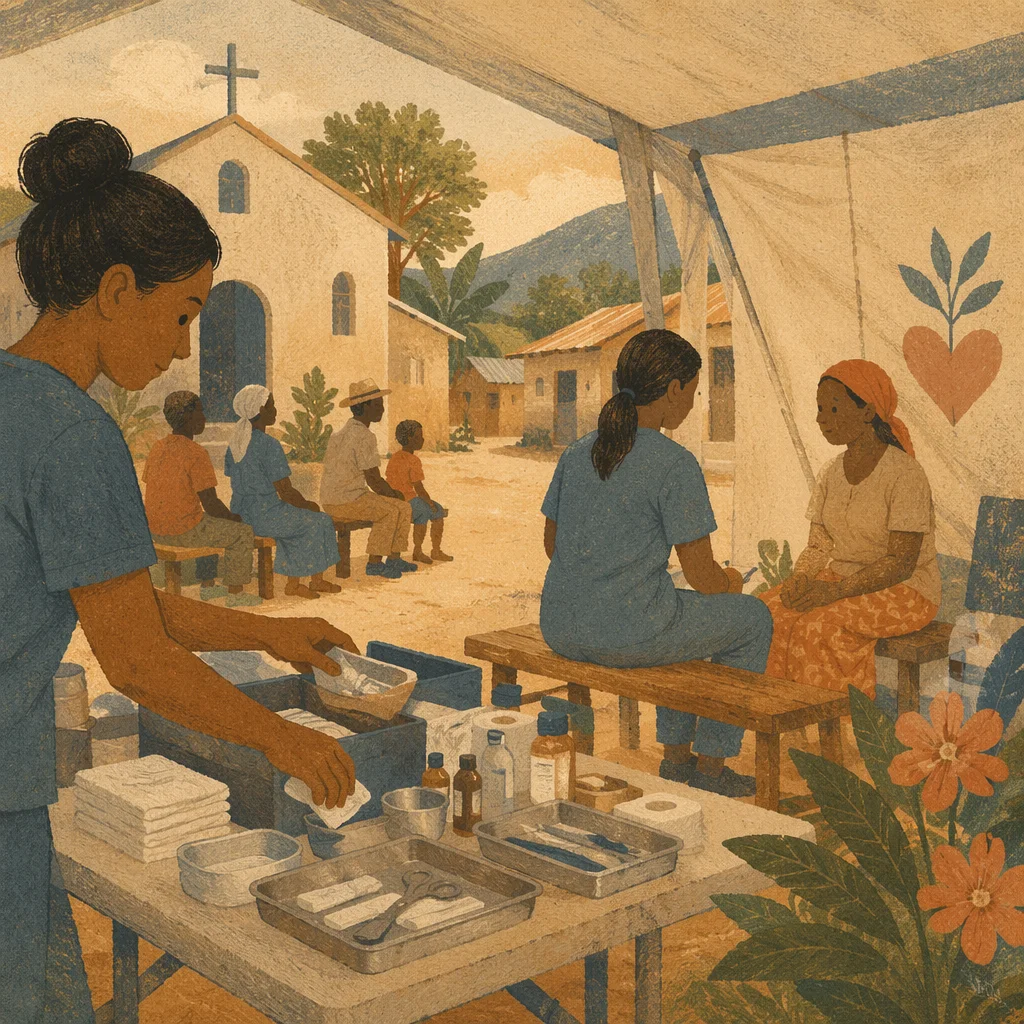 Medical Mission Clinic Tent by Rural Chapel