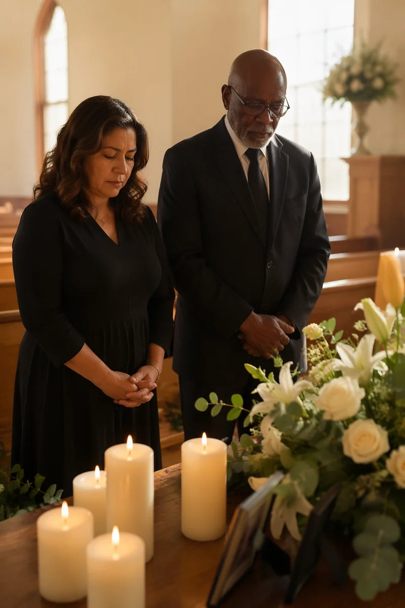Memorial Candles and Flowers in Chapel