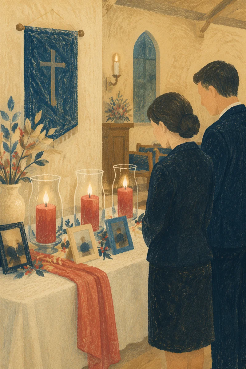 Memorial Service Candles in Small Chapel