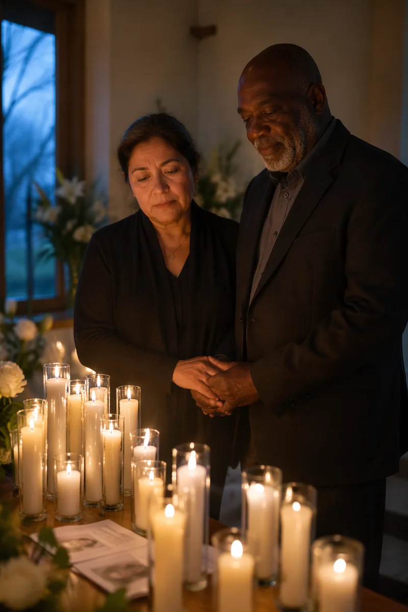 Memorial Candles in Quiet Chapel at Dusk