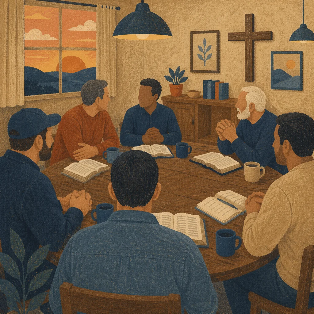 Men Gather for Bible Study Discussion