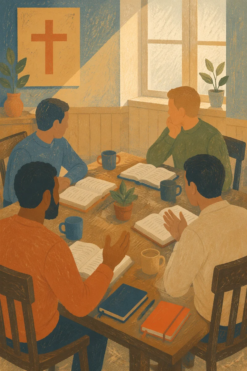 Men’s Bible Study in Fellowship Room