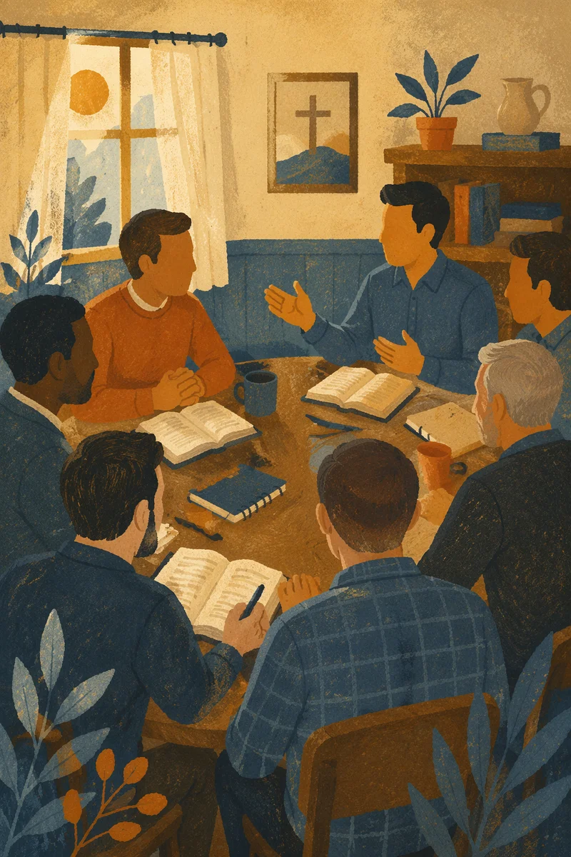 Men’s Bible Study Around Church Table