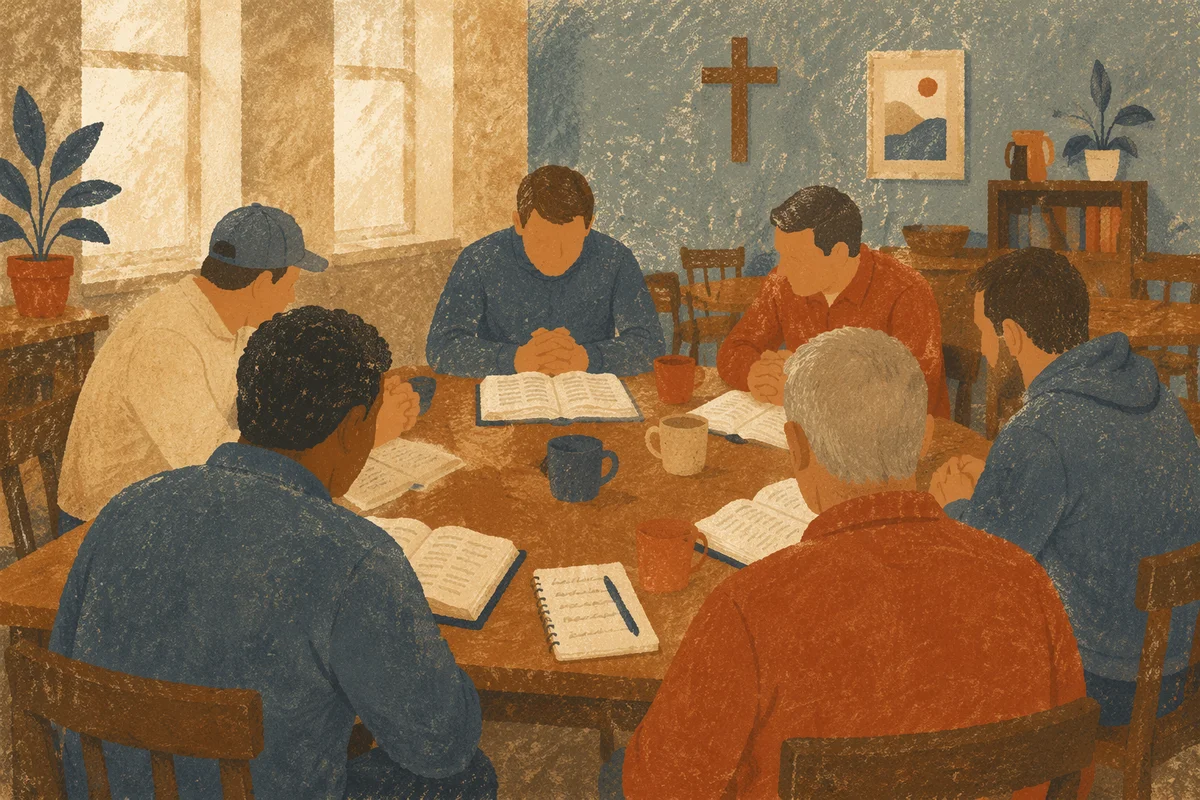 Men’s Bible Study Around Church Fellowship Table