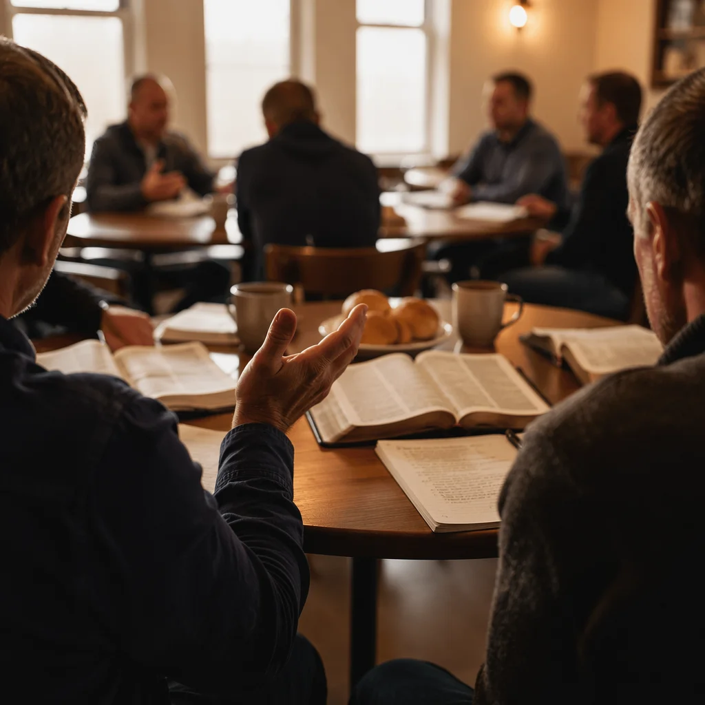 Men’s Bible Study Around Fellowship Table