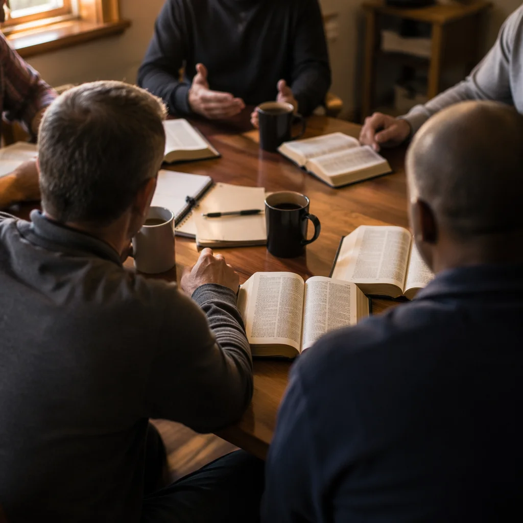 Men’s Bible Study Group in Fellowship Room