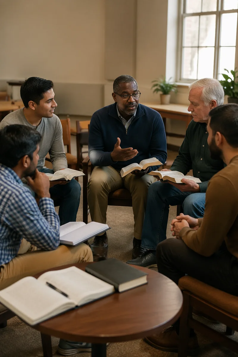 Men's Bible Study in Church Room