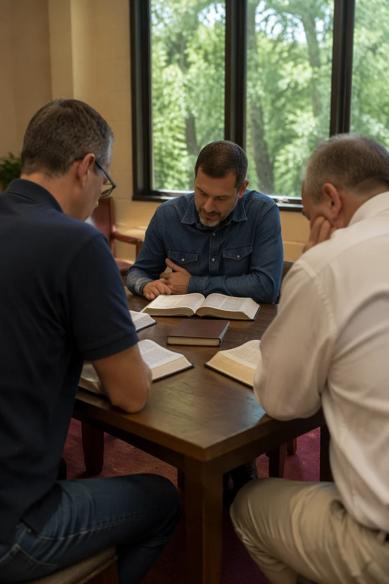 Men’s Bible Study in Church Fellowship Room